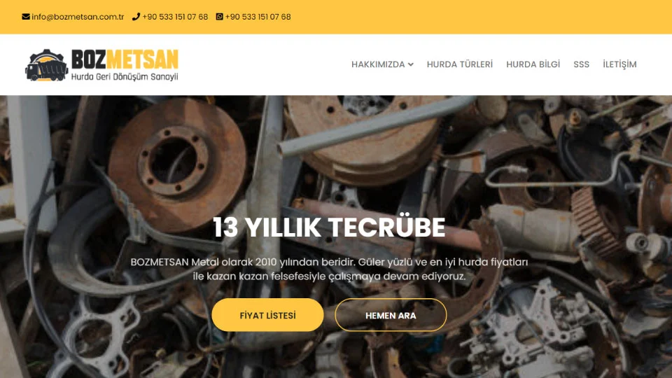 Bozmetsan proje ve web sitesi önizlemesi